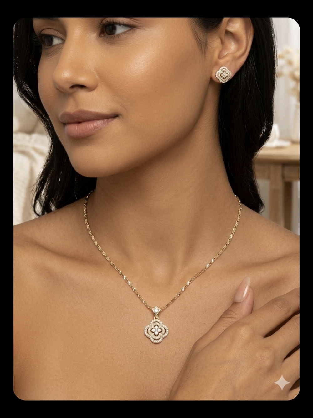 Delicate Gold Floral Pendant Necklace - Womens Jewelry